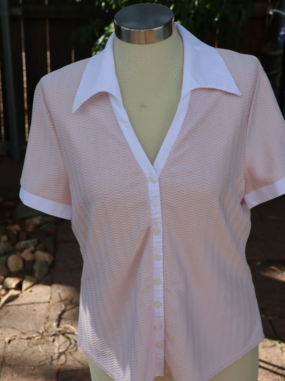 Casual Corner Annex Button-up V-neck Poly Soft Pink Top